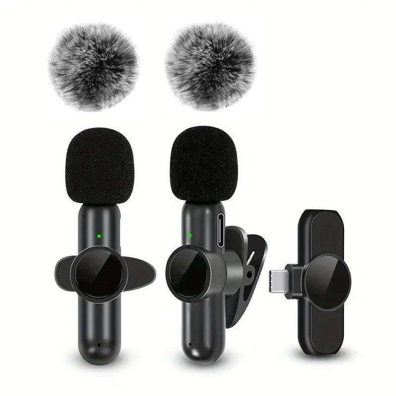 Wireless Lavalier Microphone With Windproof Cover Audio Video Recording Mini Mic For iPhone Android Mobile Phone Microphone-8