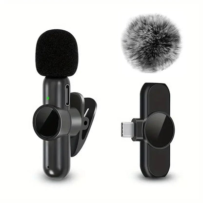 Wireless Lavalier Microphone With Windproof Cover Audio Video Recording Mini Mic For iPhone Android Mobile Phone Microphone-6