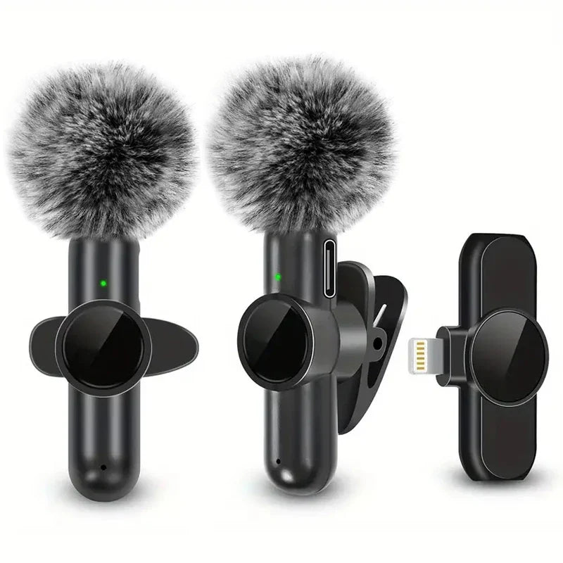 Wireless Lavalier Microphone With Windproof Cover Audio Video Recording Mini Mic For iPhone Android Mobile Phone Microphone-0