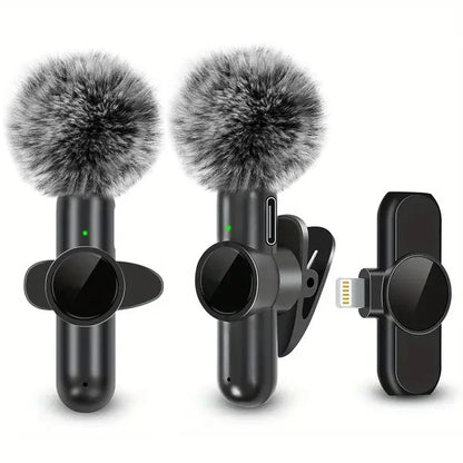 Wireless Lavalier Microphone With Windproof Cover Audio Video Recording Mini Mic For iPhone Android Mobile Phone Microphone-0