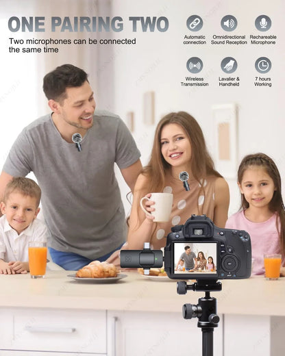 NNEOBA Wireless Lavalier Microphone for iPhone Android Live Recording