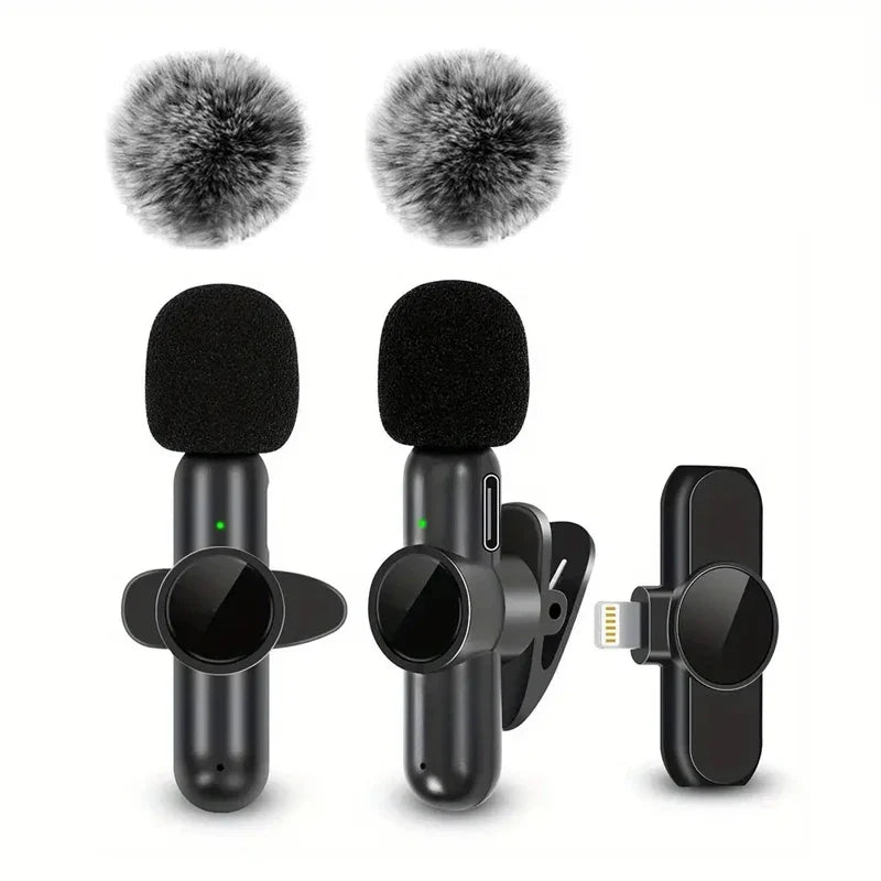 Wireless Lavalier Microphone With Windproof Cover Audio Video Recording Mini Mic For iPhone Android Mobile Phone Microphone-5