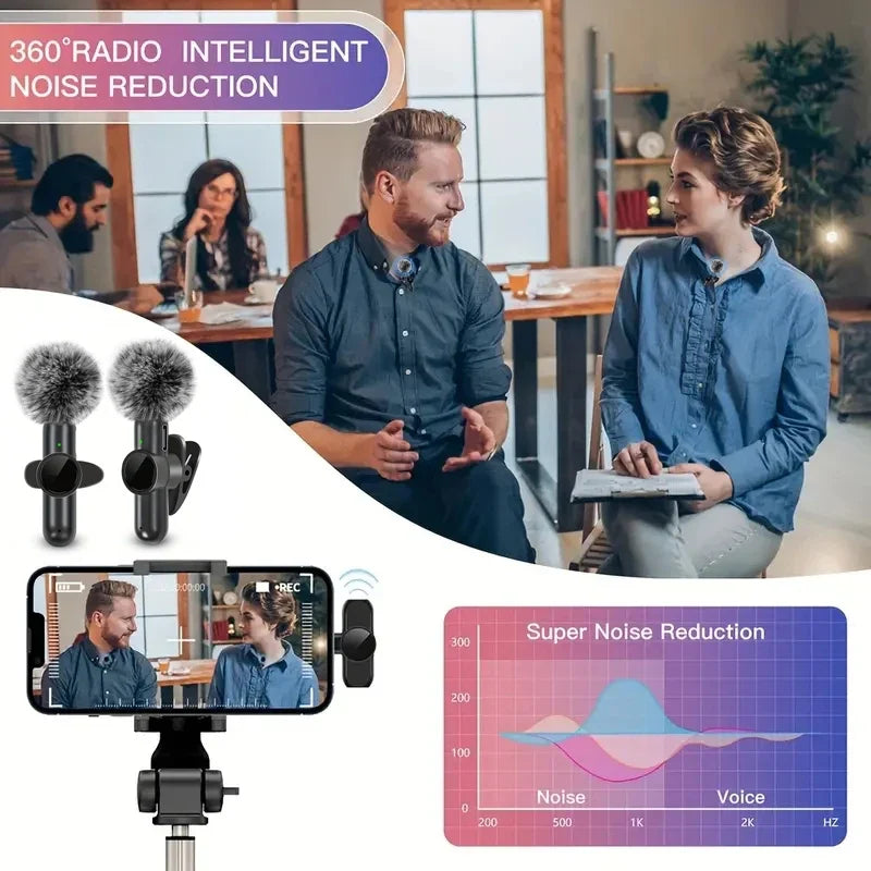 Wireless Lavalier Microphone With Windproof Cover Audio Video Recording Mini Mic For iPhone Android Mobile Phone Microphone-3