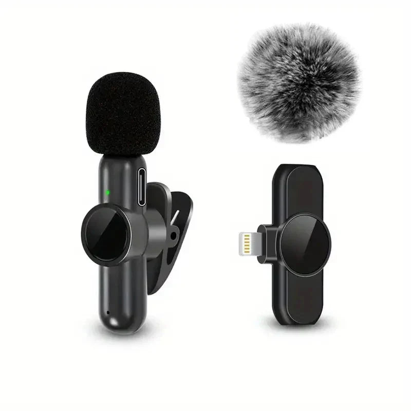 Wireless Lavalier Microphone With Windproof Cover Audio Video Recording Mini Mic For iPhone Android Mobile Phone Microphone-7
