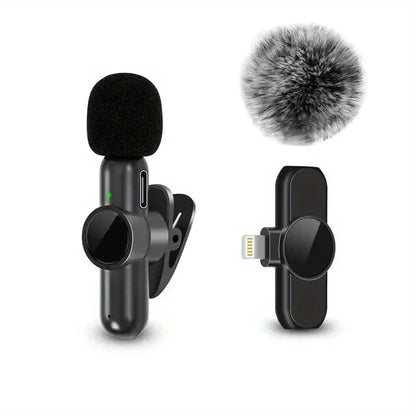Wireless Lavalier Microphone With Windproof Cover Audio Video Recording Mini Mic For iPhone Android Mobile Phone Microphone-7