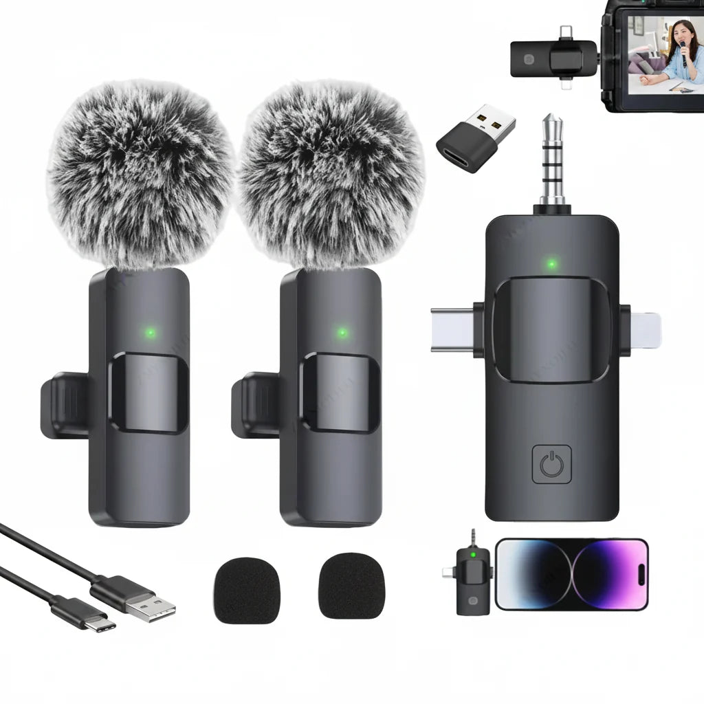 NNEOBA Wireless Lavalier Microphone for iPhone Android Live Recording