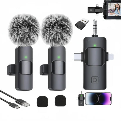 NNEOBA Wireless Lavalier Microphone for iPhone Android Live Recording